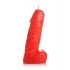 Spicy Pecker - Lumânare cu formă de penis cu testicule - mare (roșu)