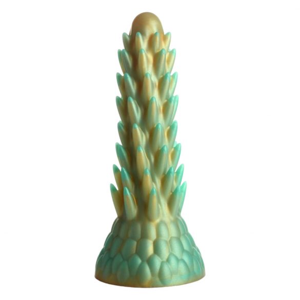 Dildo silicon cu textură stegosaurus - 20 cm (verde) 