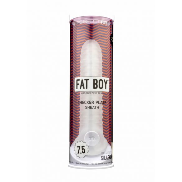 Husă pentru penis Fat Boy Checker - 19 cm - alb crem 