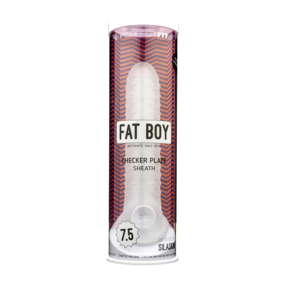 Husă pentru penis Fat Boy Checker - 19 cm - alb crem 