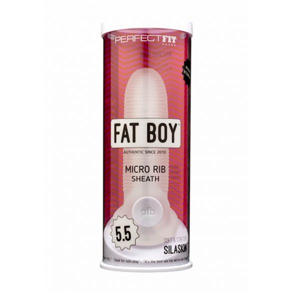 Fat Boy Micro - Ribbed - Husă pentru penis (15cm) - Alb crem 