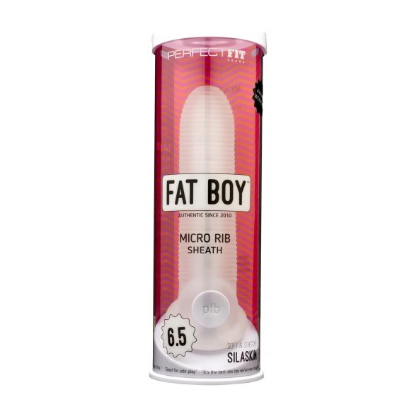 Fat Boy Micro Ribbed - înveliș pentru penis (17cm) - alb lăptos