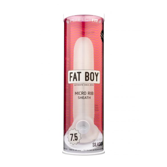 Fat Boy Micro Ribbed - Manșon pentru penis (19cm) - Alb crem 