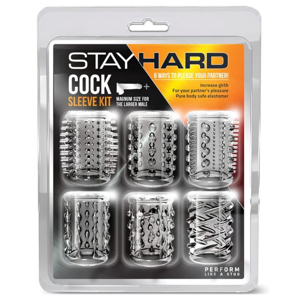 Stay Hard - set manșoane penis - transparent (6 buc) 