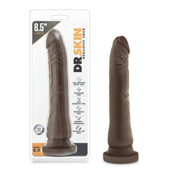 Dr. Skin 8,5 - dildo realist cu ventuză - maro (20,5cm) 