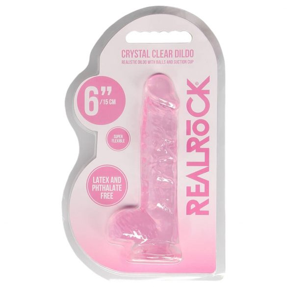 REALROCK - dildo realist transparent - roz (15cm) 