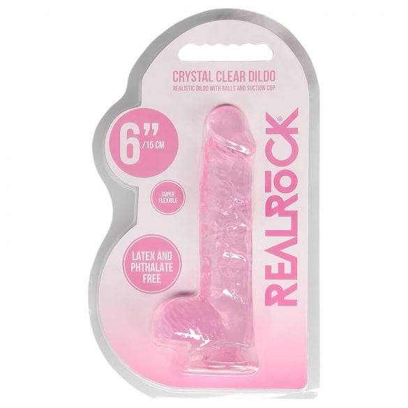 REALROCK - dildo realist transparent - roz (15cm) 