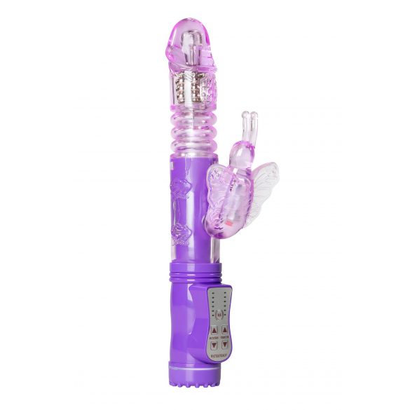 Vibrator rotativ cu impulsuri și stimulator clitoridian în formă de fluture (mov) 