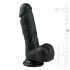 Easytoys - dildo cu ventuză și testicule (17,5cm) - negru 