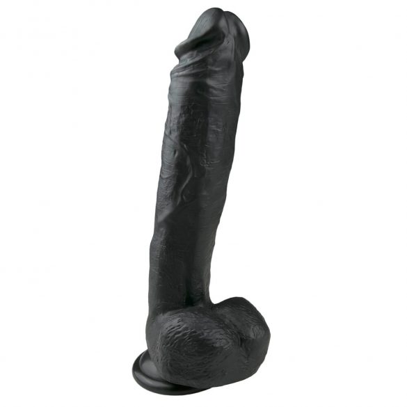 Dildo mare cu ventuză și testicule - Easytoys - 26,5cm - negru 