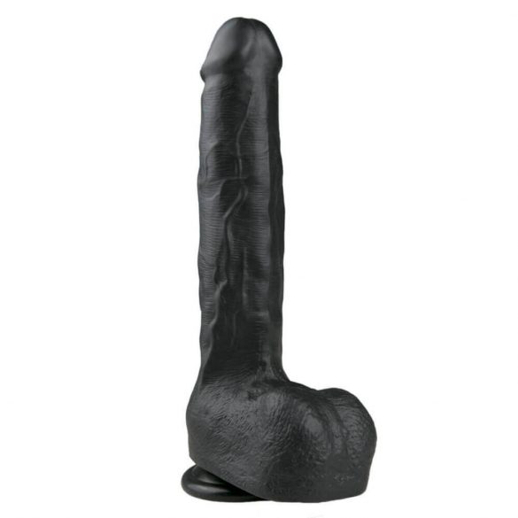 Easytoys - dildo mare cu ventuză și testicule (29,5cm) - negru 