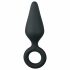 Jucărie Plug Pointy Easytoys - dildo anal cu inel de prindere - mediu (negru)