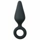 Jucărie Plug Pointy Easytoys - dildo anal cu inel de prindere - mediu (negru)