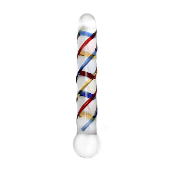 Rimba Rachella - dildo dublu de sticlă (transparent - colorat) 