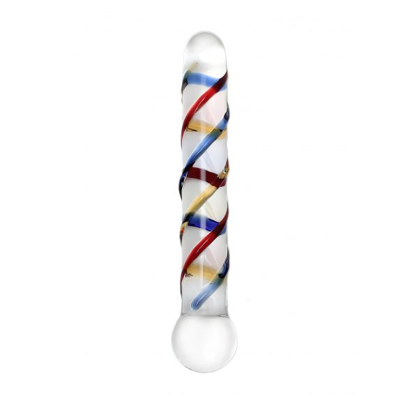 Rimba Rachella - dildo dublu de sticlă (transparent - colorat) 