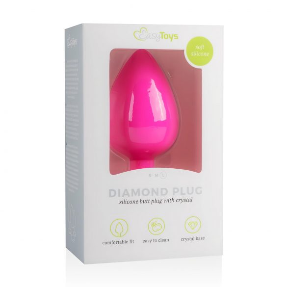 Easytoys Diamond - dop anal cu piatră albă (mare) - roz