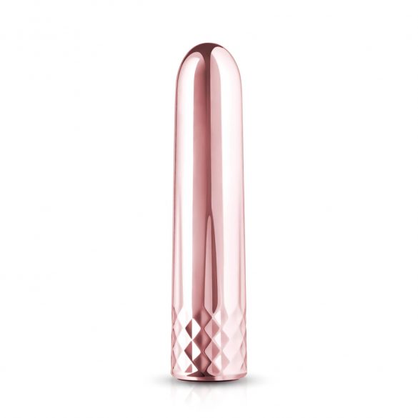 Vibrator în formă de baton, mini, cu acumulator, culoare rosegold 