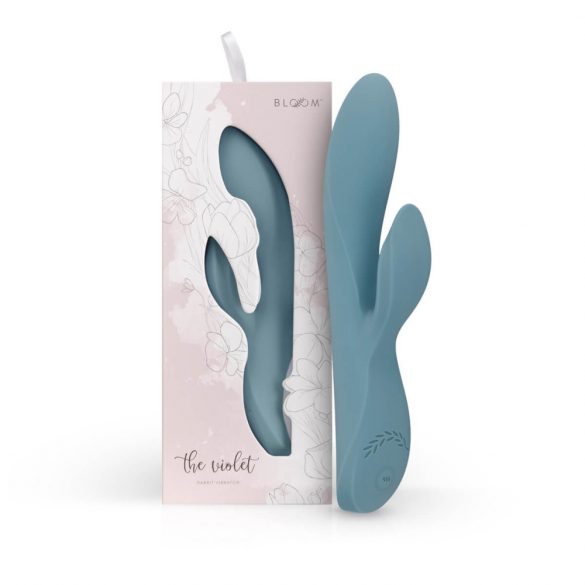 Bloom Violet Rabbit - vibrator rotund cu punctul G și cu stimulator de clitoris (turcoaz) 