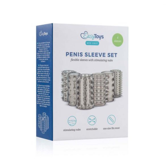 Set Manșon Penis Easytoys - Fumuriu (6 buc) 