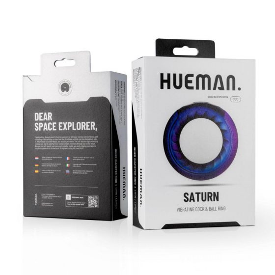 Hueman Saturn - inel vibrator pentru penis rezistent la apă, cu baterie (mov)