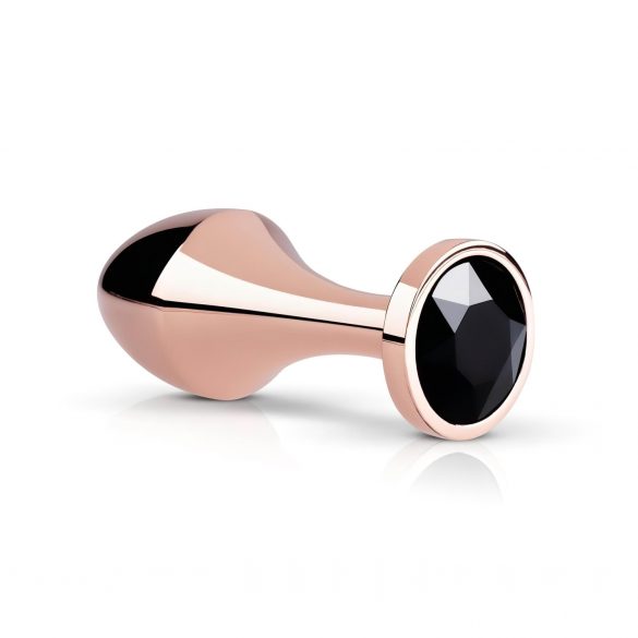 Rosy Gold Butt Plug - dop anal cu piatră neagră (rosegold)