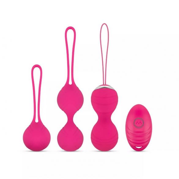 Easytoys LoveBalls - set de bile vaginale vibratoare - 3 piese (roz) 