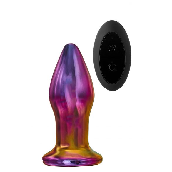 Vibrator anal din sticlă, conic, cu radio, Glamour Glass (colorat) 