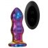 Glamour Glass - vibrator anal din sticlă, cu telecomandă - ondulat (colorat)