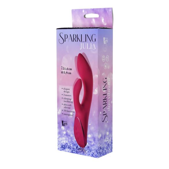 Vibrator Duo Julia Strălucitor cu acumulator pentru clitoris (roșu) 