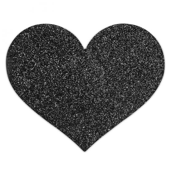 Bijoux Indiscrets Flash - autocolant strălucitor în formă de inimă pentru sân (negru)