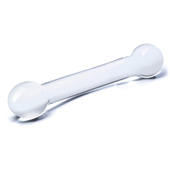 Dildo din sticlă, dublu, pentru punctul G (transparent) 