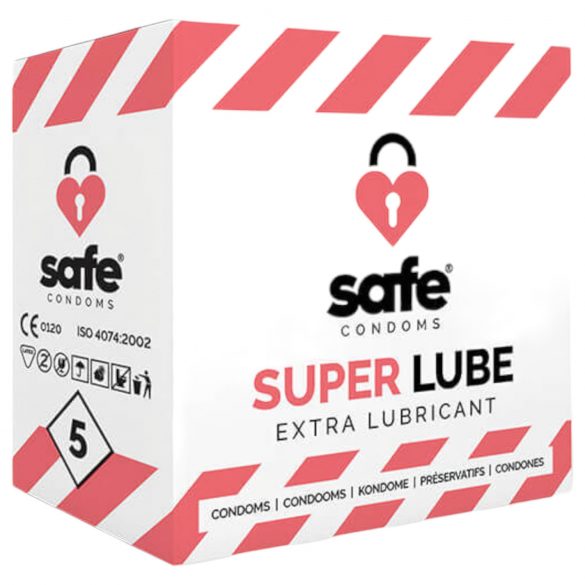 Prezervative extra-lubrifiate SAFE Super Lube (5 buc) 