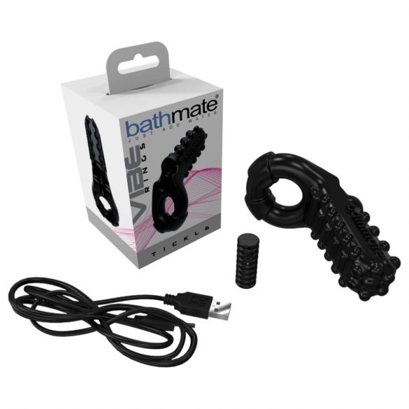 Inel Vibrator pentru Penis Bathmate Vibe Ring Tickle cu Acumulator - Negru 