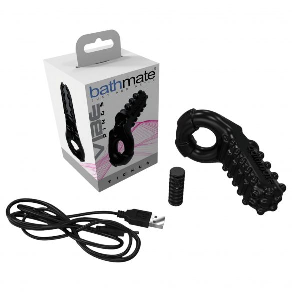 Inel Vibrator pentru Penis Bathmate Vibe Ring Tickle cu Acumulator - Negru 