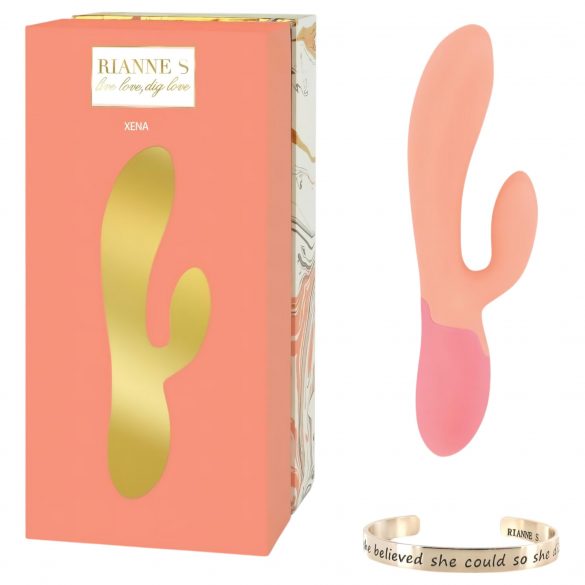 Rianne Essential Xena - vibrator încălzitor cu acumulator (piersică-coral) 