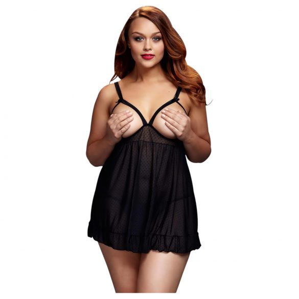 BACI Plus Size - babydoll cu buline deschis - negru (XL-XXL) 