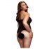 / BACI Plus Size - body transparent cu guler, negru (XL-XXL)