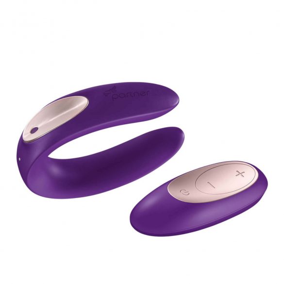 Satisfyer Double Plus Remote - vibrator pentru cupluri, radio-controlat și reîncărcabil (mov) 