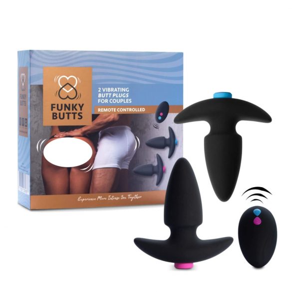 Feelztoys Funkybutts - set de vibratoare anale cu acumulator, radio (negru) 