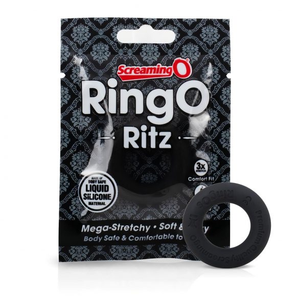 Screaming O Ritz - inel pentru penis din silicon (negru)