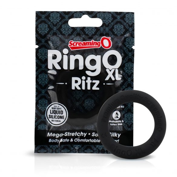 Screaming O Ritz XL - inel pentru penis din silicon (negru) 