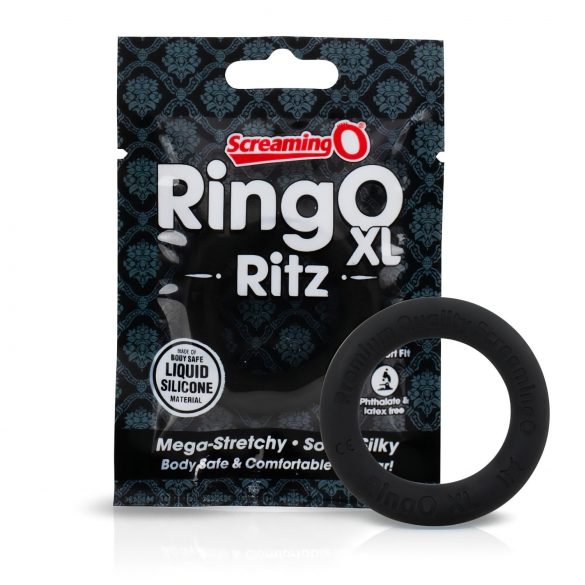 Screaming O Ritz XL - inel de penis din silicon (negru)