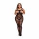 Baci Plus Size - body cu model și plasă pe coapse - negru (XL-XXL) 