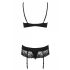 Obsessive Wonderia - set lenjerie din dantelă brodată (negru)  - L/XL