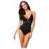 Obsessive 810-TED-1 - body elastic decorat cu dantelă (negru) - L/XL