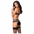 Obsessive Heartina - set lenjerie de corp cu motiv floral si ornamente in forma de inima (negru)  - L/XL