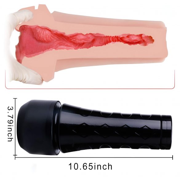 Tracy's Dog 3D Stroker - vagină artificială realistă în carcasă (negru-natural)